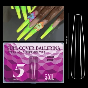5XL extra long ballerina soft gel nail tips 69.40mm measurement and box detail