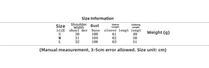 Detailed size chart for women suede jacket showing shoulder, bust, and length measurements