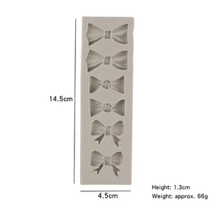 Rectangular silicone bow mold with six cavities for chocolate and fondant baking