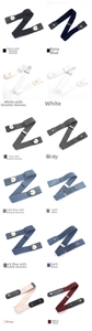 Detailed grid of adjustable elastic no-show belts in various solid colors and patterns