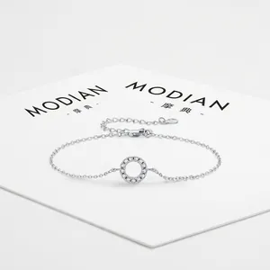 Bracelet Cercle Moissanite Argent Sterling 925 Géométrique Brillant Incrusté Bijoux Élégants Femmes