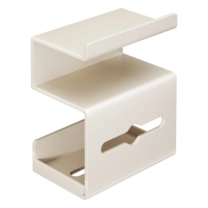 Modern cream wall-mounted toilet tissue box with multi-layer storage rack for bathroom