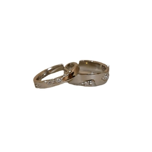 Minimalist silver open rings with textured lava effect and zircon accents for women