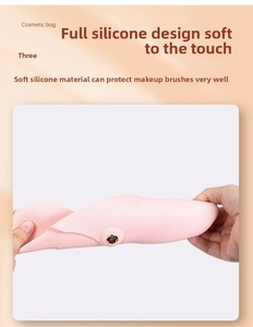Macro view of flexible silicone makeup brush pouch showing its soft and elastic texture