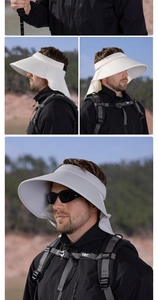 Close-up of ice silk sun visor with large brim and long neck protection flap
