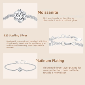 Detailed view of S925 sterling silver stamp and heart pendant on Moissanite bracelet