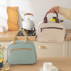 Insulated Lunch Bag Oxford Cloth Thermal Bento Bag With Front Pocket For Office School Picnic Waterproof