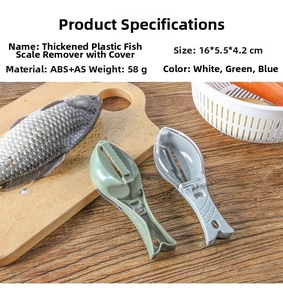 Compact fish scale scraper tool with transparent cover for mess-free kitchen use