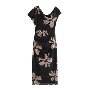 Femme Robe Maxi En Maille Une Épaule Élégante Sexy Moulante Taille Haute Imprimé Floral Sans Manches Soirée D'été