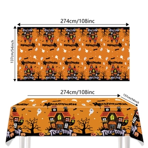 Halloween PE tablecloth with ghost and pumpkin patterns, 137x274cm party table cover