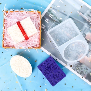 Silicone soap mold with ethnic patterns and tree of life relief for DIY crafts