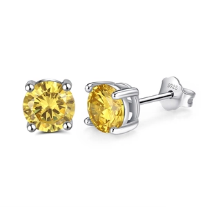Détails des boucles d'oreilles en argent S925 avec pierres de naissance jaunes