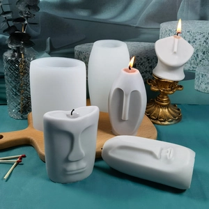 Moule en silicone pour bougies visages abstraits pour artisanat DIY de plâtre décoratif