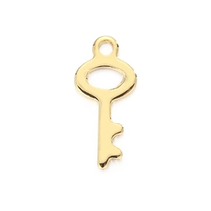 Minimalist golden stainless steel key pendant for DIY jewelry making with polished finish