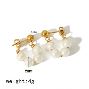 Boucles D'oreilles Pendantes En Forme De U Künstliche Perles D'imitation Baroques Acier Inoxydable Design Minimaliste Pour Femmes