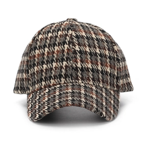 Classic houndstooth baseball cap in vintage wool blend fabric for autumn and winter