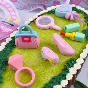 Creative astronaut-themed makeup eraser set with cute pastel fashion accessories