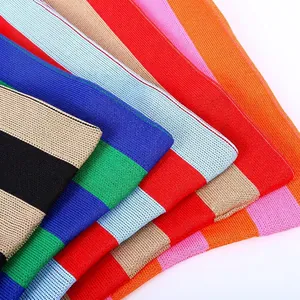 Colorful striped knit tote bag with vibrant horizontal patterns in a summer vest style