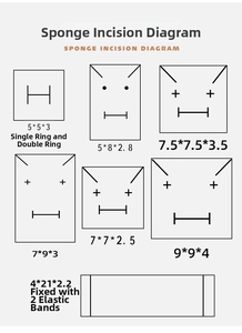 Sponge incision diagram for jewelry boxes showing slots for rings and necklaces