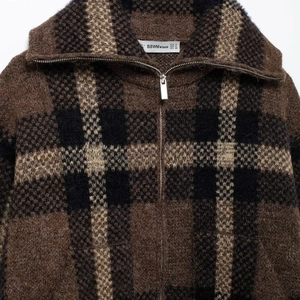 Giacca cardigan in maglia da donna a rombi con mezza zip e trama effetto lana