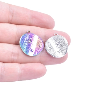 Rainbow and silver stainless steel sun charms for DIY necklace jewelry sets