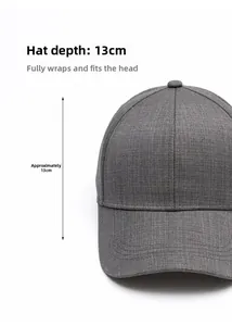 Detail view of the 13cm deep cap structure for a secure fit on this dark grey baseball hat