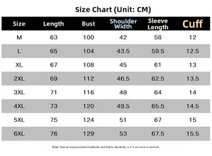 Guide des tailles détaillé pour sweat-shirt homme avec mesures allant du M jusqu'au 6XL