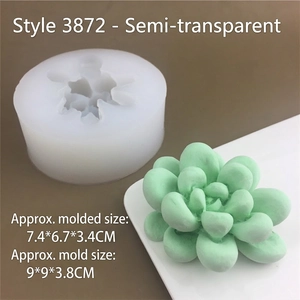 3D succulent cactus silicone mold with dimensions for making candles and resin crafts
