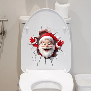 3D Santa Claus wall sticker decorative decal for bathroom toilet lid and home walls
