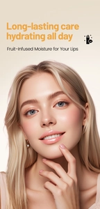 Close-up of hydrated lips with light pink glossy balm for long-lasting care and moisture