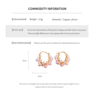 Specifiche dimensionali per orecchini a fiore in zircone dorato, 2 cm e peso di 5,9 g