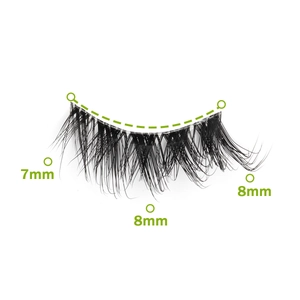 Detailed lash map showing 7mm and 8mm lengths on clear band false eyelashes