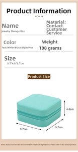 Detailed size specifications for the 9.7x4.8x9.7cm PU leather portable jewelry box