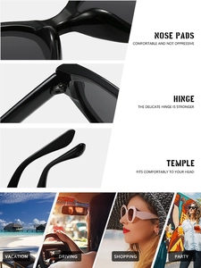Détail de lunettes de soleil œil-de-chat avec charnières renforcées et plaquettes