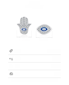 Spécifications des boucles d'oreilles Main de Fatima et Œil Bleu en argent S925 et zircon
