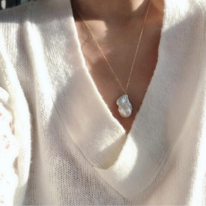 Baroque Freshwater Pearl Pendant Necklace 925 Sterling Silver Chain For Women Elegant Vintage Irregular Pearl Necklace Jewelry