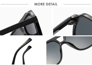 Close-up of black pilot sunglasses frame featuring reinforced hinges and smooth nose pads