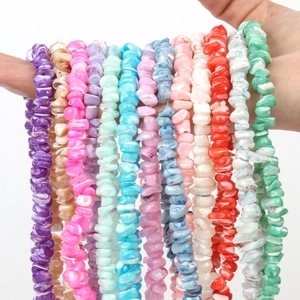 Irregular colorful shell beads for DIY jewelry making with natural shell stone strands