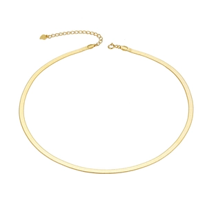 S925 sterling silver gold plated flat snake herringbone chain with lobster clasp