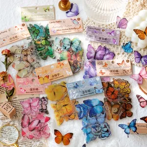 Butterfly Stickers PET Waterproof Transparent Retro Vintage Nature Series For Scrapbooking Journaling DIY Crafts Decorative