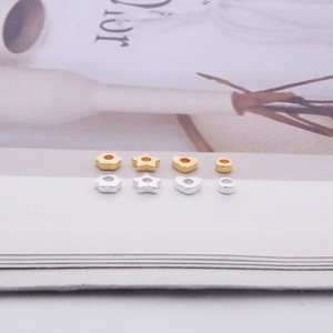 S925 silver and gold beads in heart star and flower shapes for DIY jewelry making