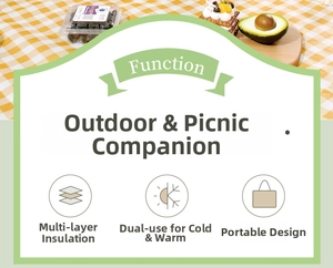 Detail of insulated picnic basket showing multi-layer thermal structure for hot and cold food