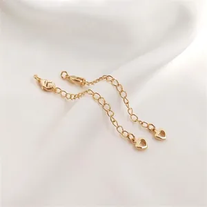 14K gold filled extension chain with lobster clasp and heart pendant for jewelry making