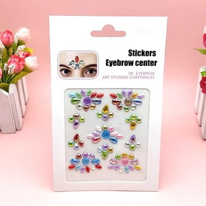 3D floral colorful rhinestone facial gems and body art stickers for makeup decoration