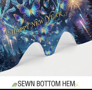 Detailed close-up showing the high-quality sewn bottom hem of the 3D Christmas shower curtain