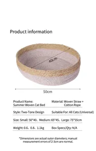Guida alle taglie per cuccia in rattan intrecciato con dimensioni e materiali per l'estate