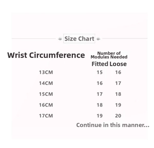 Detailed size chart for men's braided leather bracelet showing wrist circumference and fit