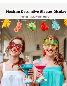 Donne con occhiali festivi Cinco de Mayo a forma di peperoncino e cactus per il carnevale