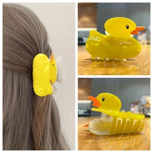 Simpatica Molletta Per Capelli Anatra Gialla PVC Plastica Cartone Animato Animale Clip Squalo Per Donne Ragazze Accessorio