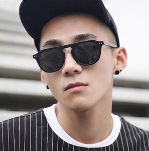 Trendsetting black full frame sunglasses for men and women with flat top street style